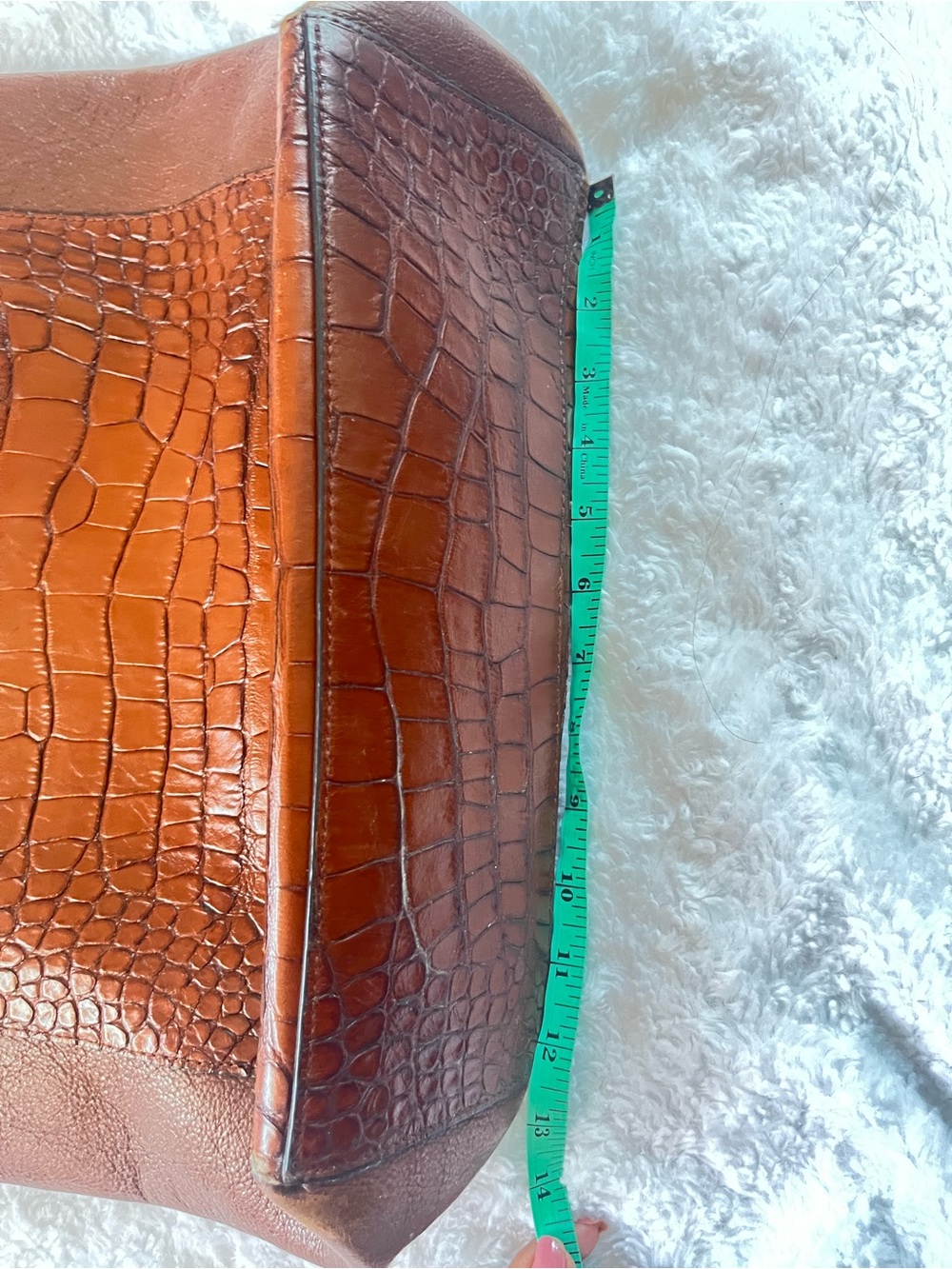 Coach Croc-Embossed Leather Tote in Cognac Brown - Picture 4 of 13